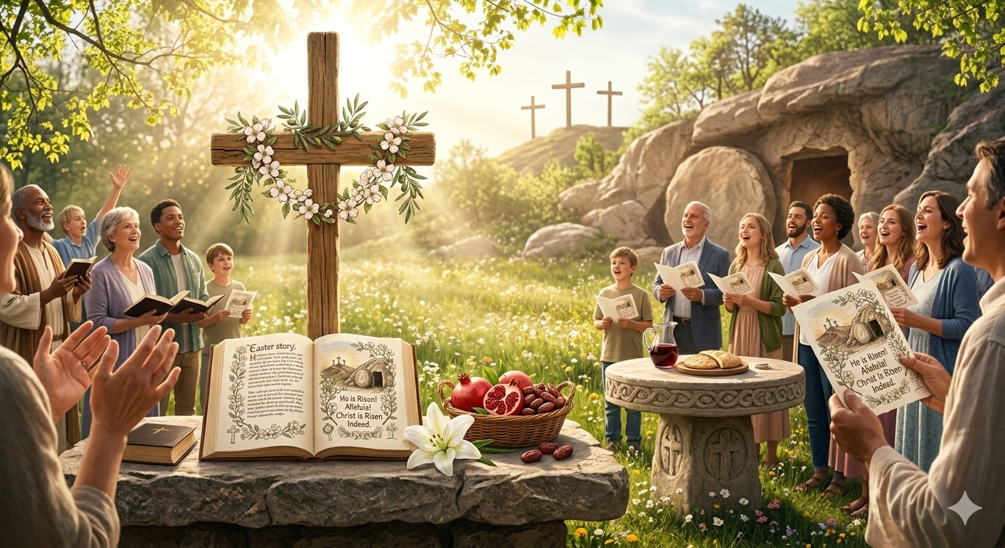 Easter Sunday school games printable 2026 - church community celebrating the Resurrection together