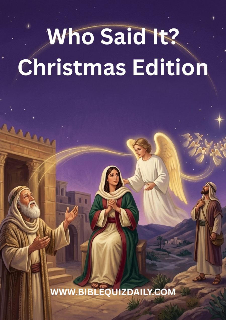 Who Said It Christmas Edition printable cover — the angel Gabriel appearing to Mary